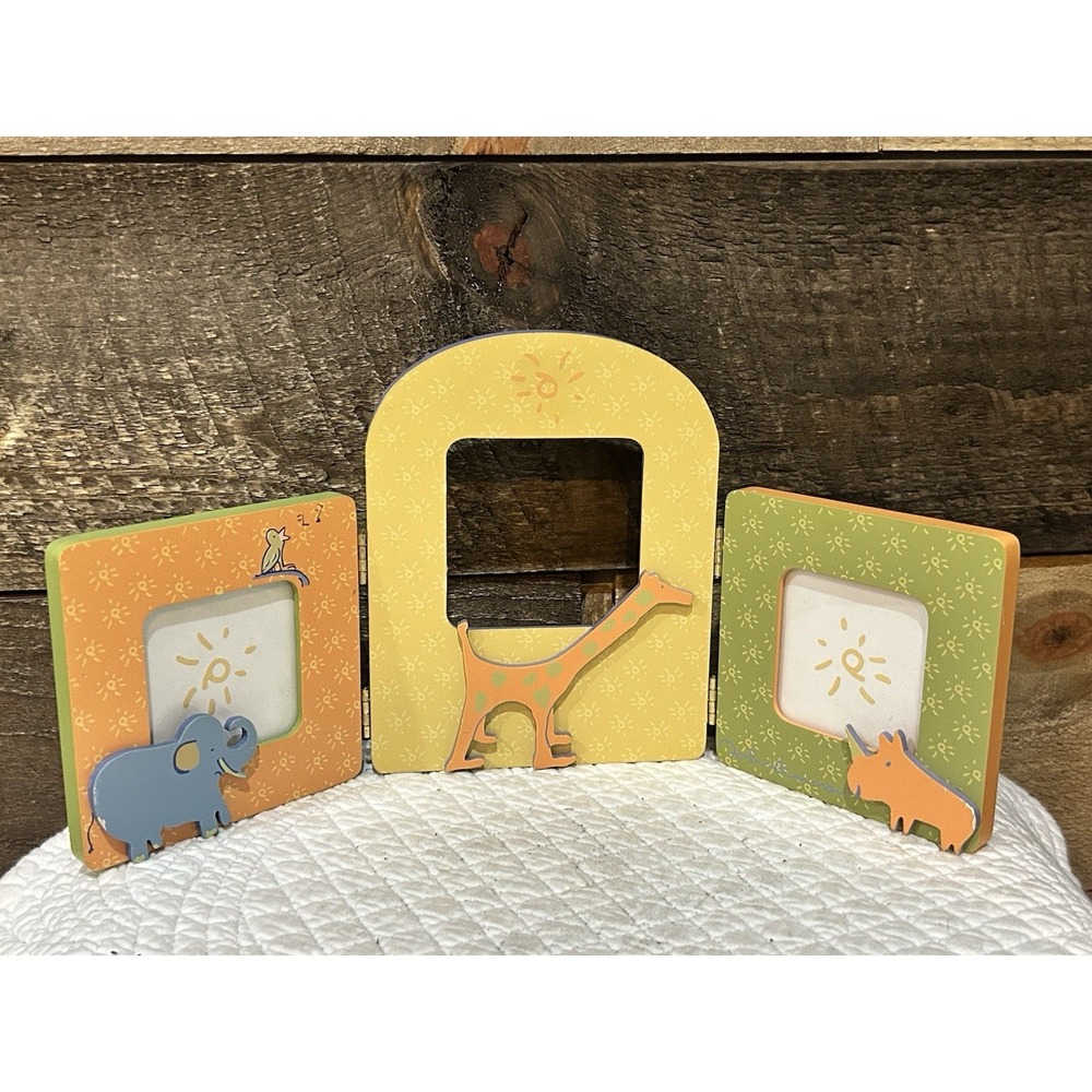 VINTAGE Carters John Lennon Yoko Ono Baby Animals Trifold Photo Frame 1999 Read